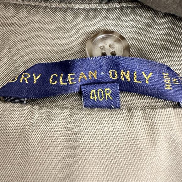 Vtg Chaps Ralph Lauren Men Size 40R Double Breasted Trench Coat Wool Lined Khaki - Picture 12 of 16